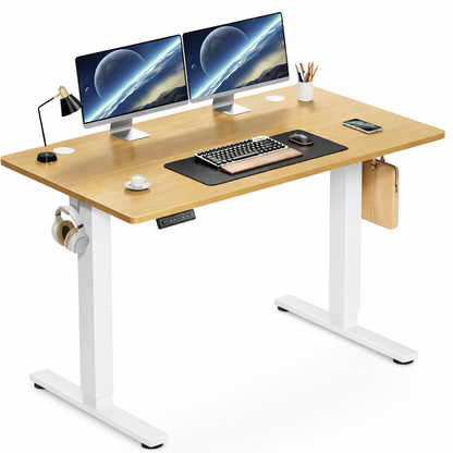VinaStores Electric Standing Desk – Height Adjustable Sit Stand Desk with 3 Memory Presets, Child Lock, Quiet Motor & Cable Management for Home Office