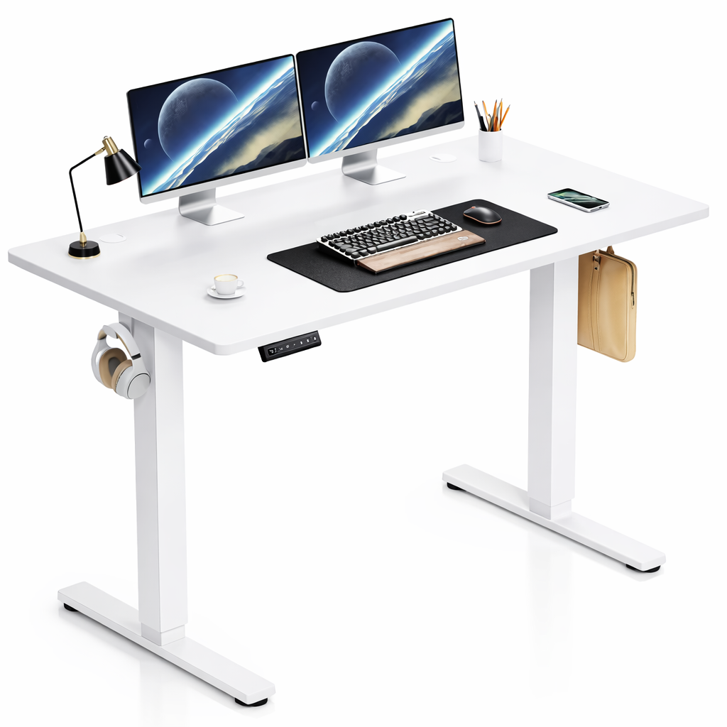 VinaStores Electric Standing Desk – Height Adjustable Sit Stand Desk with 3 Memory Presets, Child Lock, Quiet Motor & Cable Management for Home Office