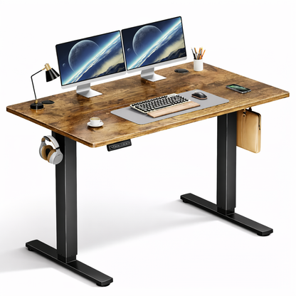 VinaStores Electric Standing Desk – Height Adjustable Sit Stand Desk with 3 Memory Presets, Child Lock, Quiet Motor & Cable Management for Home Office