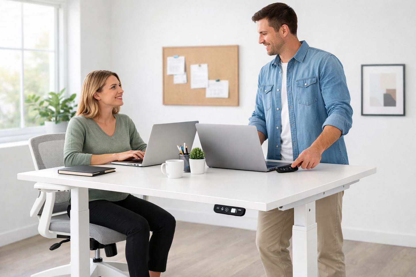 VinaStores Electric Standing Desk – Height Adjustable Sit Stand Desk with 3 Memory Presets, Child Lock, Quiet Motor & Cable Management for Home Office